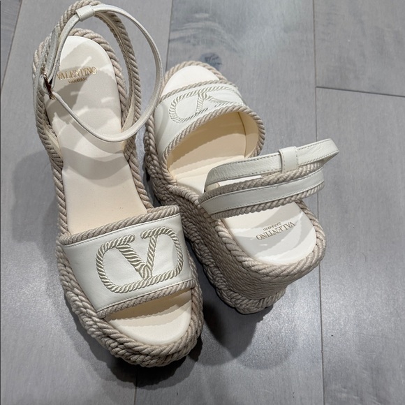Valentino Shoes - Valentino Cream Espadrille Wedges